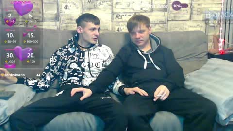 Max tall dark-haired guy with tattoos and Phil blond-haired online show from 04-03-26, 01:03