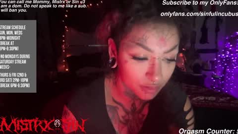 Snapshot of sinfulincubus chatting on 12-20-24, 02:41 Mistrx Sin online show from 12-20-24, 02:41